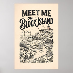 Vintage Block Island RI Travel Poster