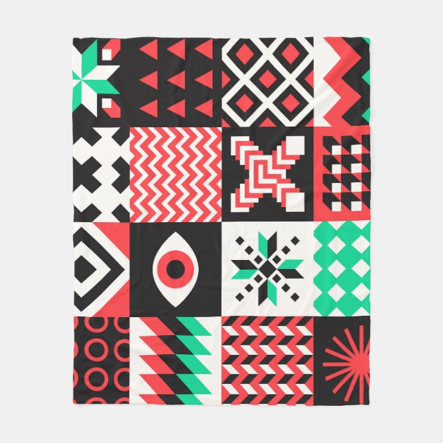 Vintage Block Shapes Abstract Background. Fleece Blanket (Front)