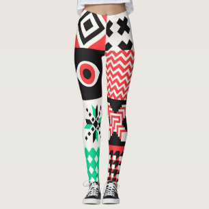 Vintage Block Shapes Abstract Background. Leggings