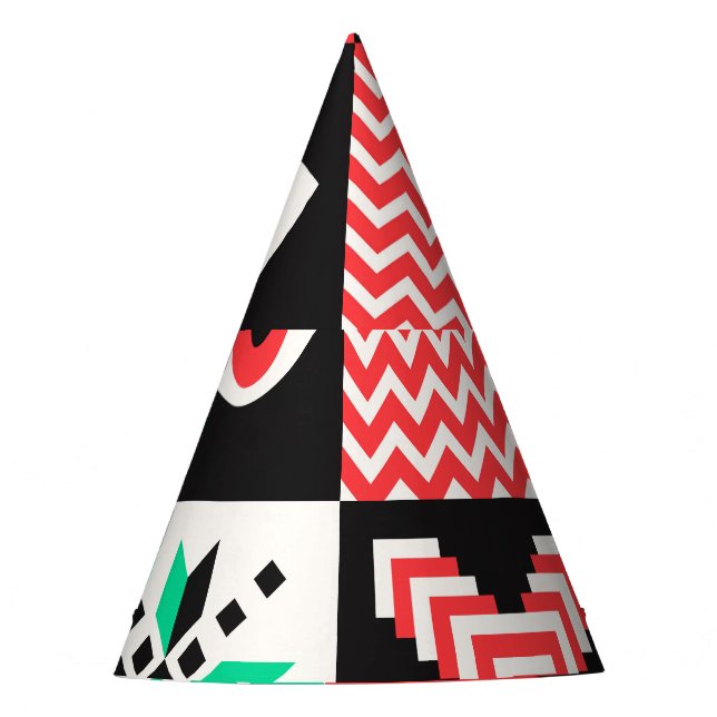 Vintage Block Shapes Abstract Background. Party Hat (Front)