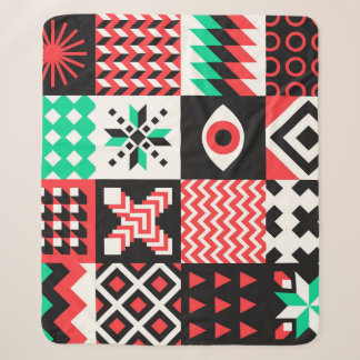 Vintage Block Shapes Abstract Background. Sherpa Blanket