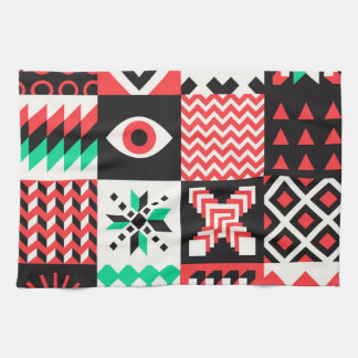 Vintage Block Shapes Abstract Background. Tea Towel