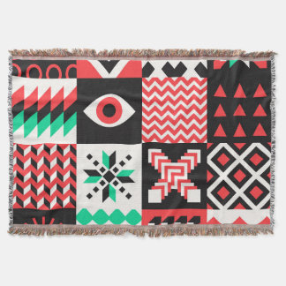 Vintage Block Shapes Abstract Background. Throw Blanket