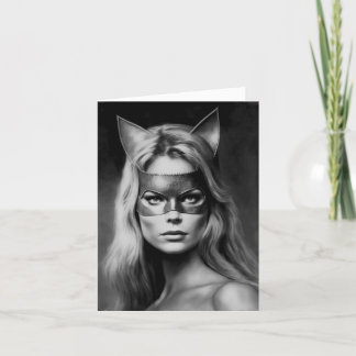 Vintage Blond Costume Mask Holiday Card