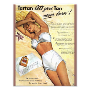 Vintage Blonde Girl Tanning Lotion Ad Photo