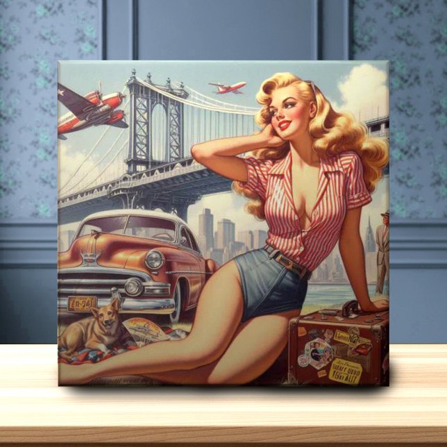 Vintage Blonde Pin-up Ceramic Tile (Creator Uploaded)