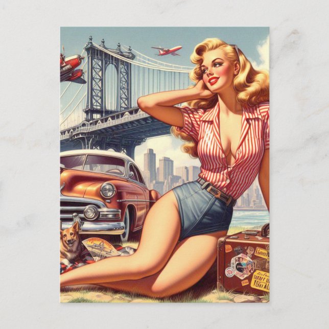 Vintage Blonde Pin-up Postcard (Front)