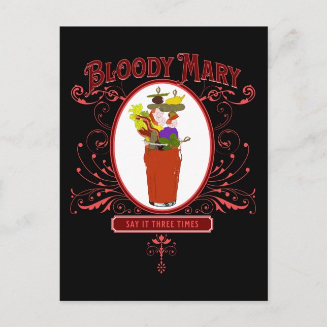 Vintage Bloody Mary, 3 Times Postcard (Front)
