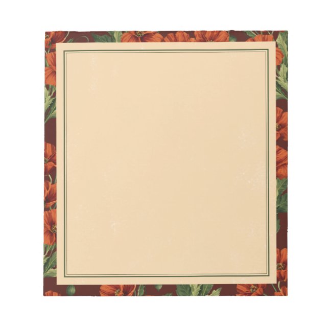 Vintage Bloom Crimson Poppies Notepad (Front)
