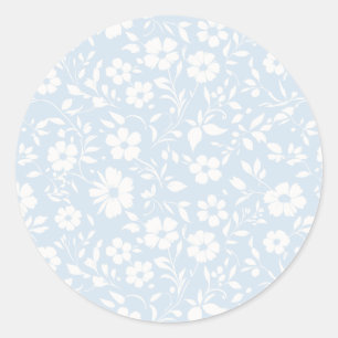 Vintage Bloom Neutral - Powder Blue Classic Round Sticker