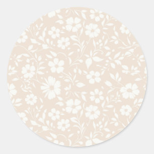 Vintage Bloom Neutral - Soft Linen Classic Round Sticker
