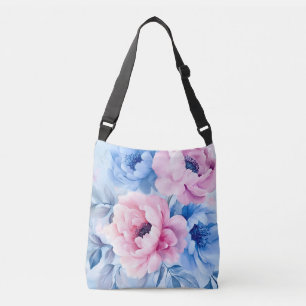 Vintage Bloom Pastel Petals Watercolor Crossbody Bag