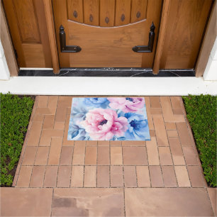 Vintage Bloom Pastel Petals Watercolor Doormat