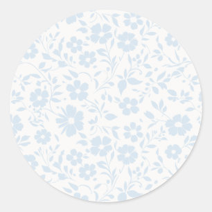 Vintage Bloom Powder Blue - Neutral Classic Round Sticker