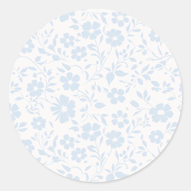 Vintage Bloom Powder Blue - Neutral Classic Round Sticker (Front)