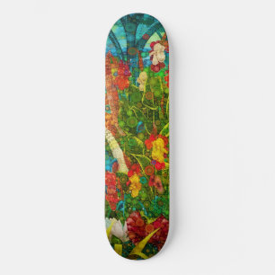 Vintage Bloom Tropical Wildflowers Skateboard