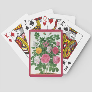 Vintage Blooming Flowers, Spring Garden Roses Playing Cards