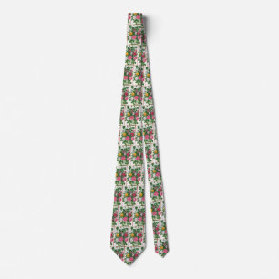 Vintage Blooming Flowers, Spring Garden Roses Tie