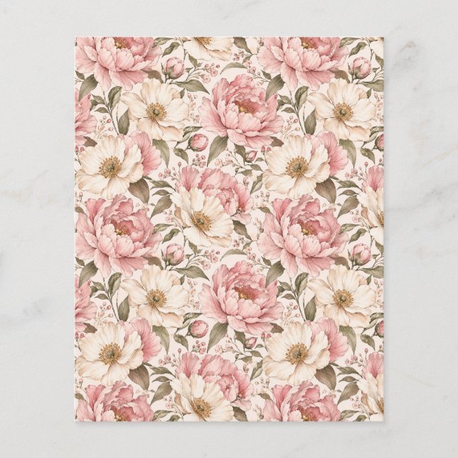 Vintage Blooming Peonies Pattern Flyer (Front)