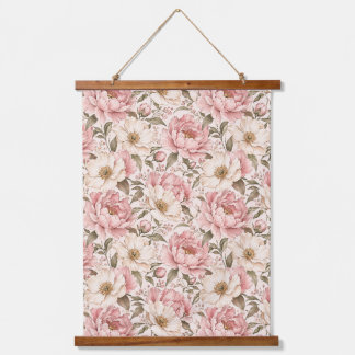 Vintage Blooming Peonies Pattern Hanging Tapestry
