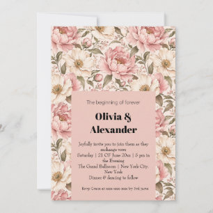 Vintage Blooming Peonies Pattern Invitation