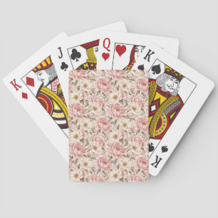Vintage Blooming Peonies Pattern Playing Cards