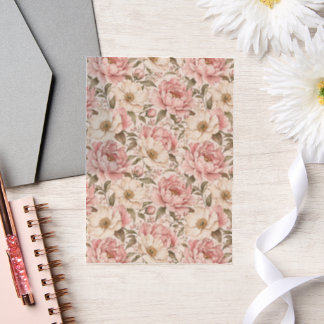 Vintage Blooming Peonies Pattern Vellum Invitations