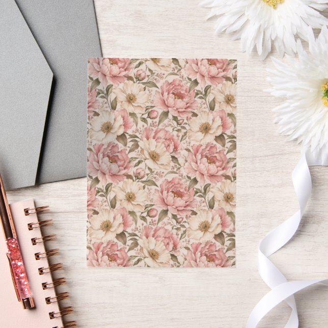 Vintage Blooming Peonies Pattern Vellum Invitations (Wedding)