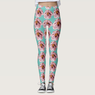 Vintage blooming peony leggings