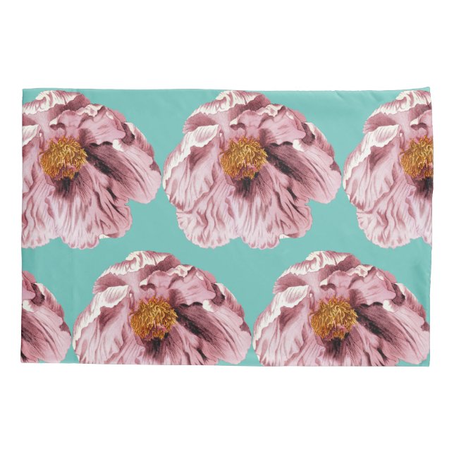 Vintage blooming peony  pillowcase (Back)