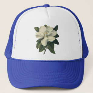 Vintage Blooming White Magnolia Blossom Flowers Trucker Hat