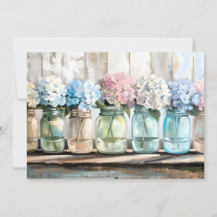 Vintage Blossom Hydrangea Mason Jars Announcement