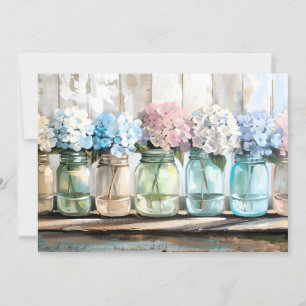 Vintage Blossom Hydrangea Mason Jars Holiday Card