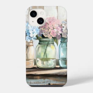 Vintage Blossom Hydrangea Mason Jars iPhone 14 Case