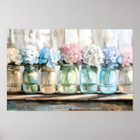 Vintage Blossom Hydrangea Mason Jars