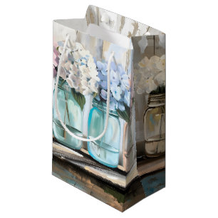 Vintage Blossom Hydrangea Mason Jars Small Gift Bag