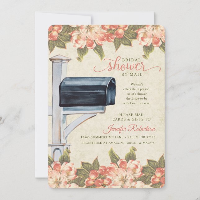 Vintage Blossom Mailbox Bridal Shower By Mail Invitation (Front)