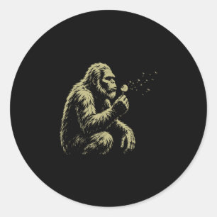 Vintage blowing wishes funny bigfoot blowing classic round sticker