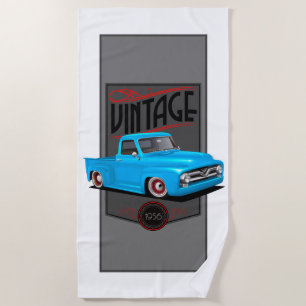 Vintage Blue 1956 Truck Beach Towel