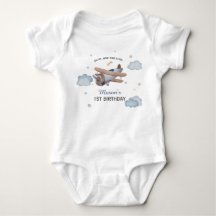 Vintage Blue Airplane First Birthday Baby