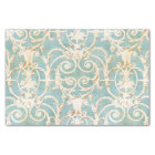 Vintage Blue and Beige Damask Pattern