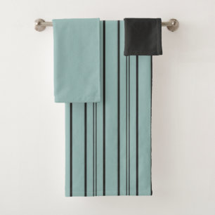 Vintage Blue and Black Stripes  Bath Towel Set