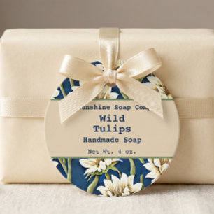 Vintage blue and cream floral soap cosmetics tag