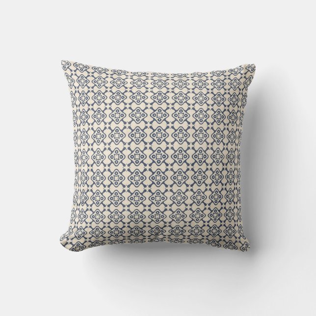 Vintage Blue and Cream Pattern Pillows (Front)
