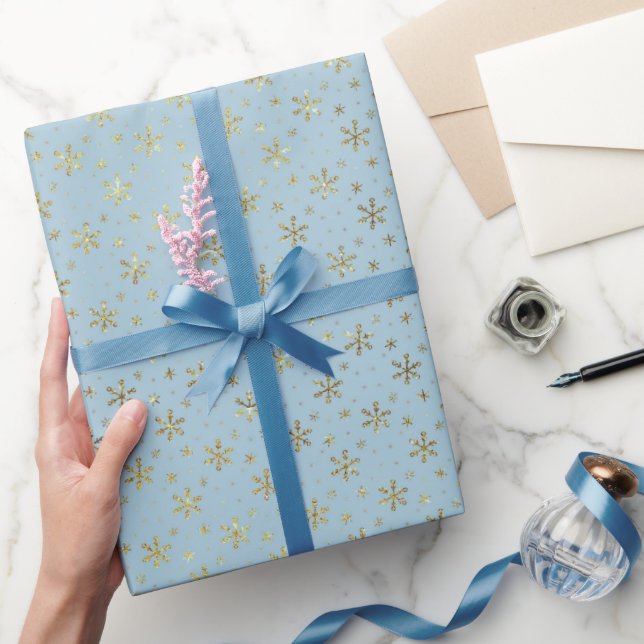 Vintage Blue and Gold Stars Wrapping Paper (Gifting)