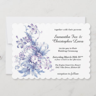 Vintage. Blue and lilac flowers  Invitation
