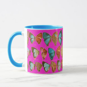 Vintage Blue and Red Butterflies Coffee Mug