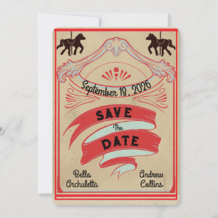 Vintage Blue and Red Circus Save the Date