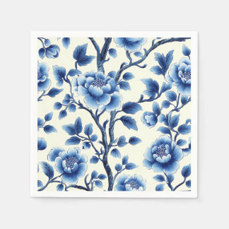 Vintage Blue and White Botanical Art Napkin