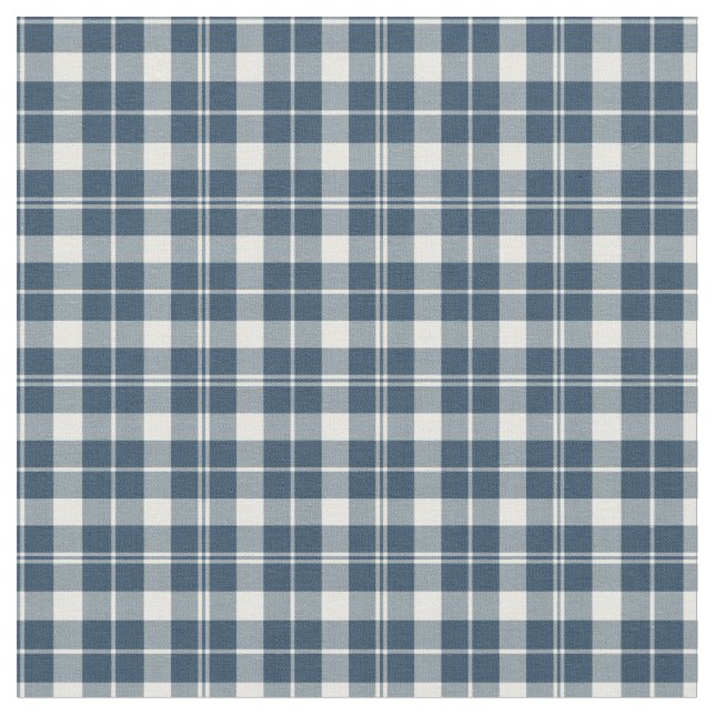 Vintage Blue and White Chequered Plaid Fabric (Close Up)
